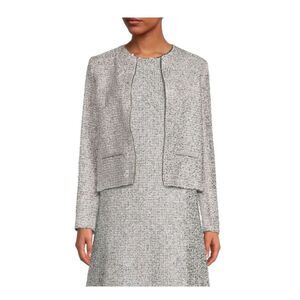Les Copains sequin tweed jacket off white cotton blend sz 46/14US NWT MRSP $910